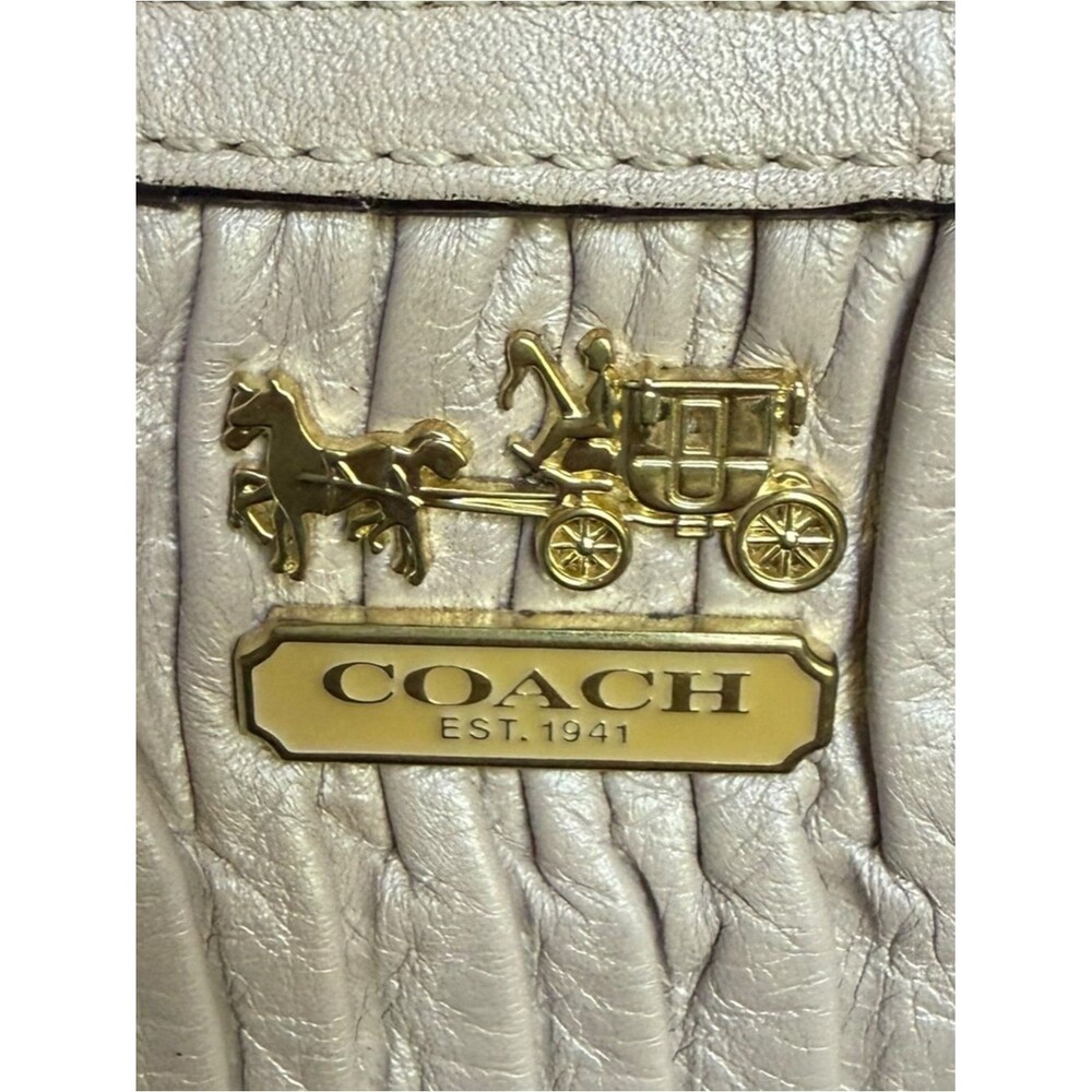 Coach 1302-21281 Ivory Gathered Leather Satchel Shoulder Bag Gold Hardware - Picture 14 of 16